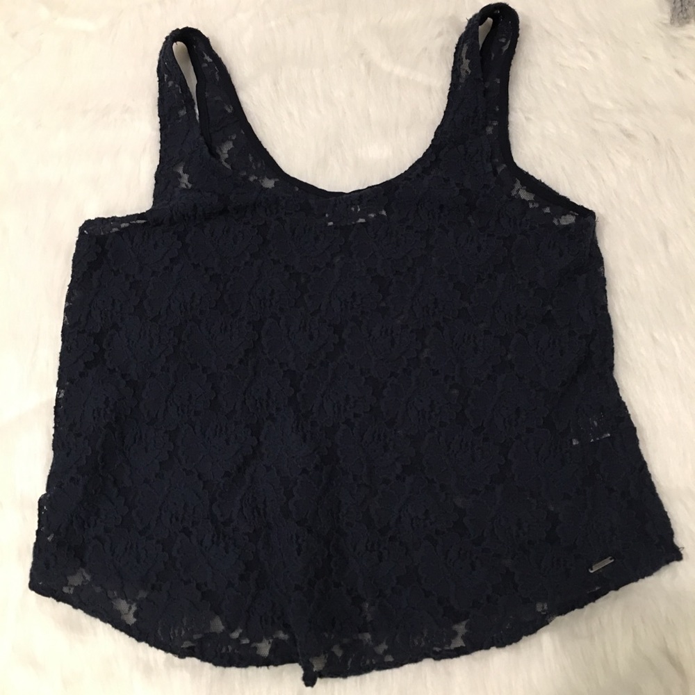 Abercrombie Fitch Navy Floral Lace Cami Tank Top
